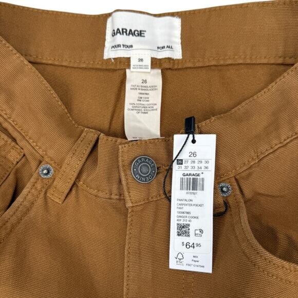 NWT GARAGE Carpenter Pocket Pant Size 26 Ginger Cookie - Picture 4 of 5